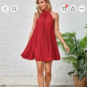 SHEIN tie-back pleated red dress
